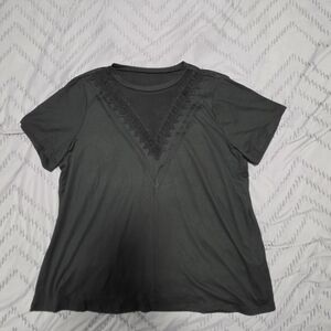 Elegant Black Lace Trim Women's Top